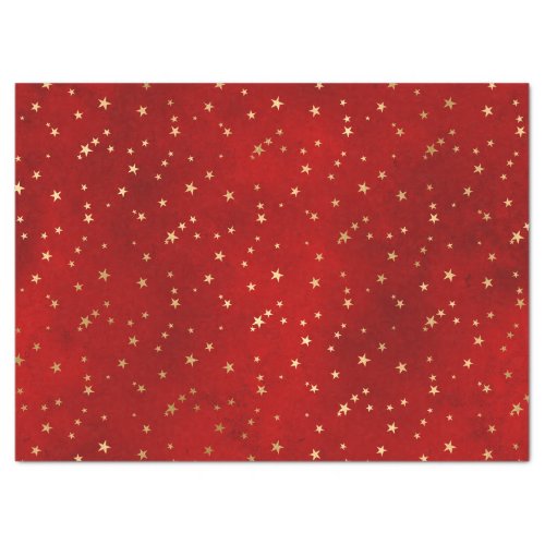 Festive Red  Gold Foil Winter Christmas Stars Tissue Paper