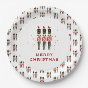 Festive Red & Gold Nutcracker Christmas Paper Plates