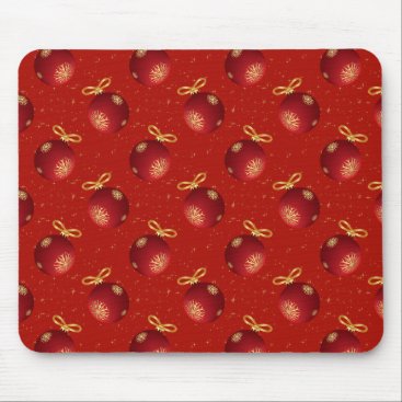 Festive Red Gold Ornaments Mouse Pad