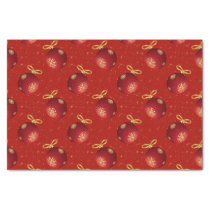 Festive Red Gold Ornaments Tissue Paper