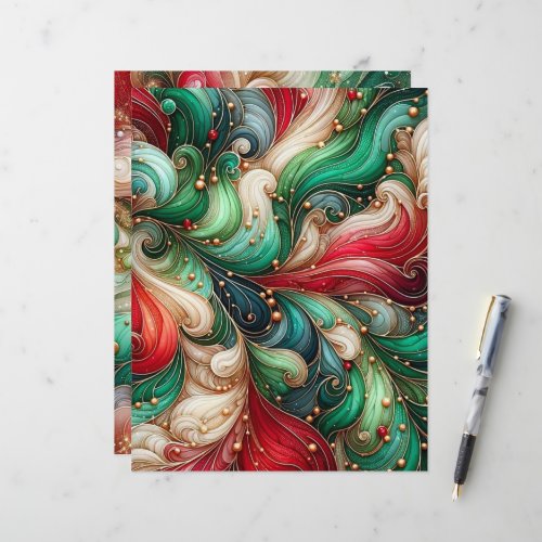 Festive Red &amp; Green Alcohol Ink Scrapbook Paper