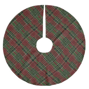 Festive Red, Green and Gold Cosy Christmas Plaid Brushed Polyester Tree Skirt