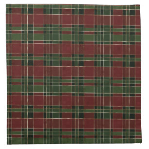 Festive Red, Green and Gold Cosy Christmas Plaid Cloth Napkin
