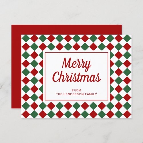 Festive Red Green Checked Christmas  Holiday Postcard