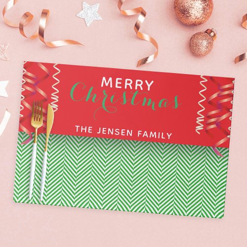 Festive Red Green Chevron Christmas Paper Placemat