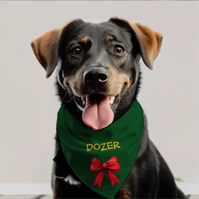 Festive Red & Green Christmas Dog Bandana (Make your pup the star of Christmas! Adorable festive bandana for joyful holiday photos.)