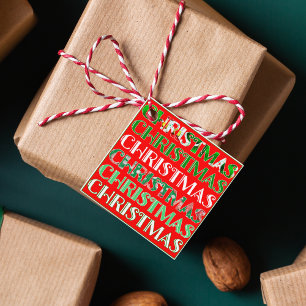 Festive Red Green Christmas Favor Tags