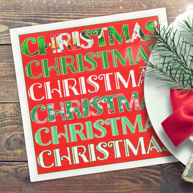 Festive Red Green Christmas Paper Dinner Napkins (Creator Uploaded)