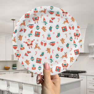 Festive Red Green Christmas Paper Plates