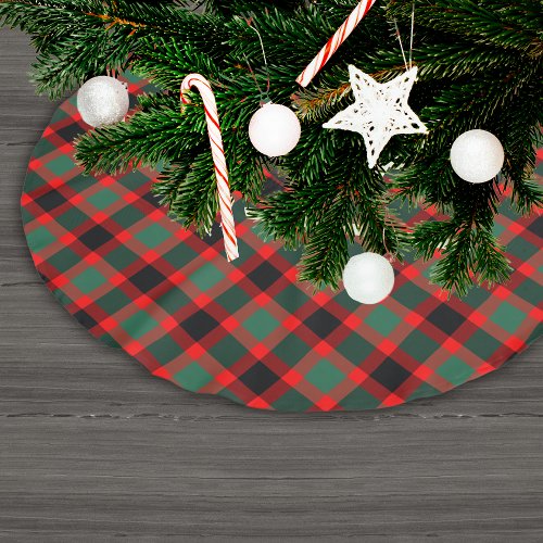 Festive Red Green Christmas Plaid Pattern Brushed Polyester Tree Skirt