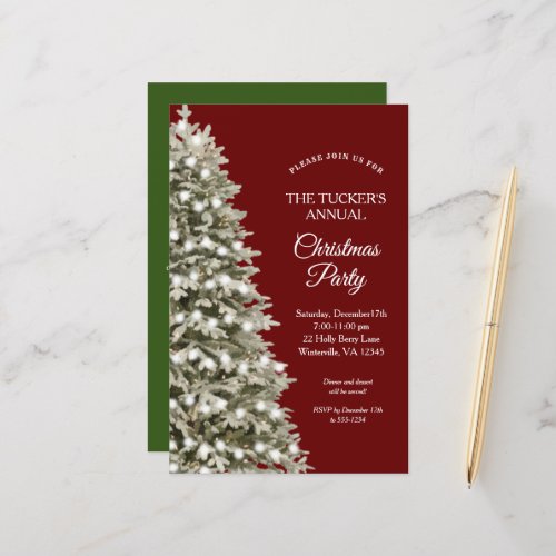 Festive Red Green Christmas Tree Party Invitation