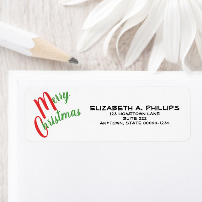 Festive Red Green Christmas Typography Custom Label (Insitu)
