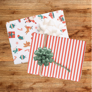 Festive Red Green Christmas Wrapping Paper Sheets