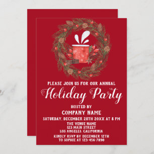 Festive Red Green Company Christmas Holiday Party Invitation
