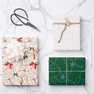 Festive Red Green Illustrated Nutcracker Christmas Wrapping Paper Sheets
