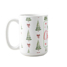 Festive Red Green Merry Christmas Mug