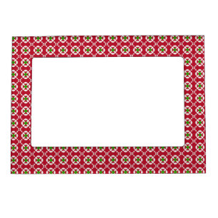 Festive Red Green Pattern Christmas Magnetic Frame