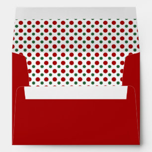 Festive Red Green Polka Dots Pattern Christmas Envelope