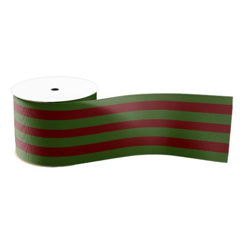 Festive Red Green Striped Grosgrain Ribbon
