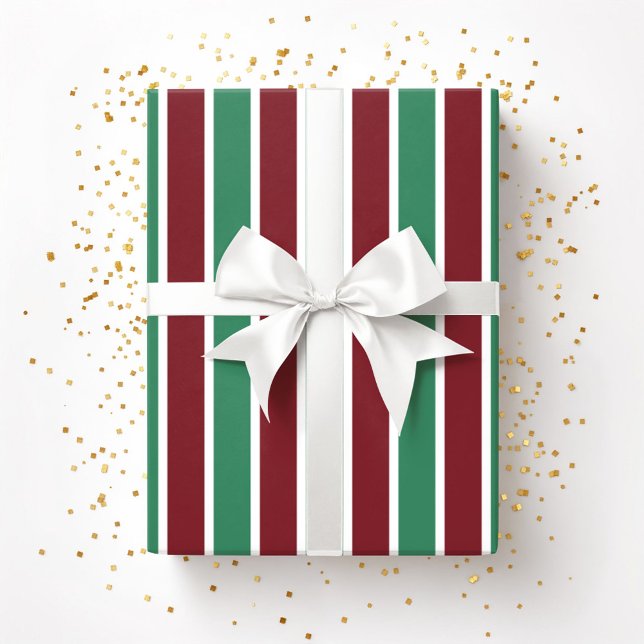 Festive Red Green Stripes Christmas Wrapping Paper (Festive Red Green Stripes Christmas Wrapping Paper)