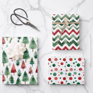 Festive Red, Green, White Christmas Paper |