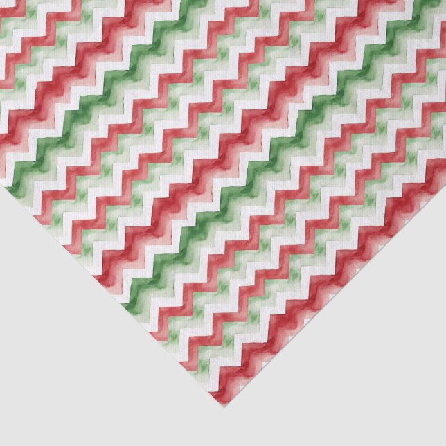 Festive Red & Green Zig Zag Holiday Pattern Tissue Paper (Detail)