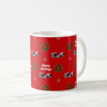 Festive Red Holiday Mug with Cheerful Greetings