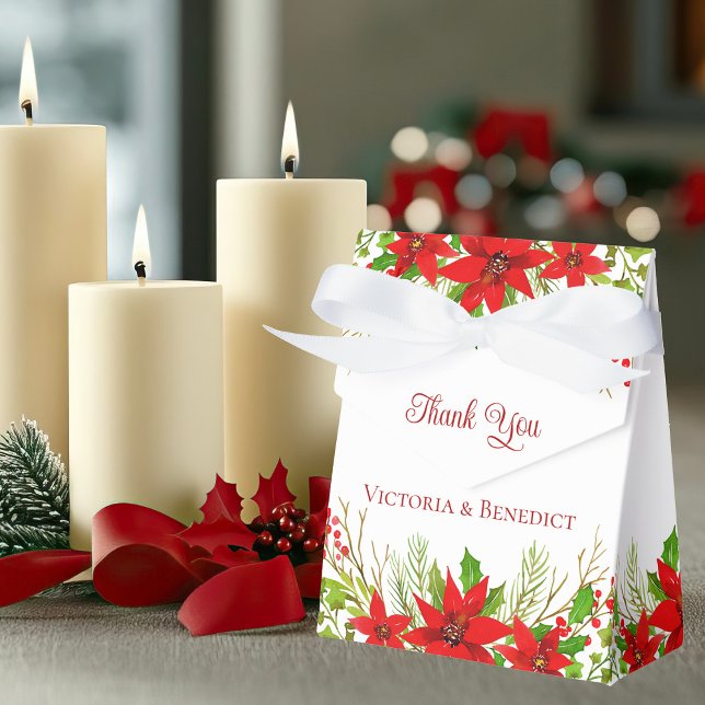 Festive Red Holiday Wedding Personalized Favor Boxes (Creator Uploaded)