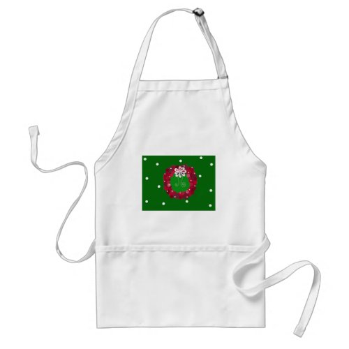 Festive Red Holiday Wreath Adult Apron