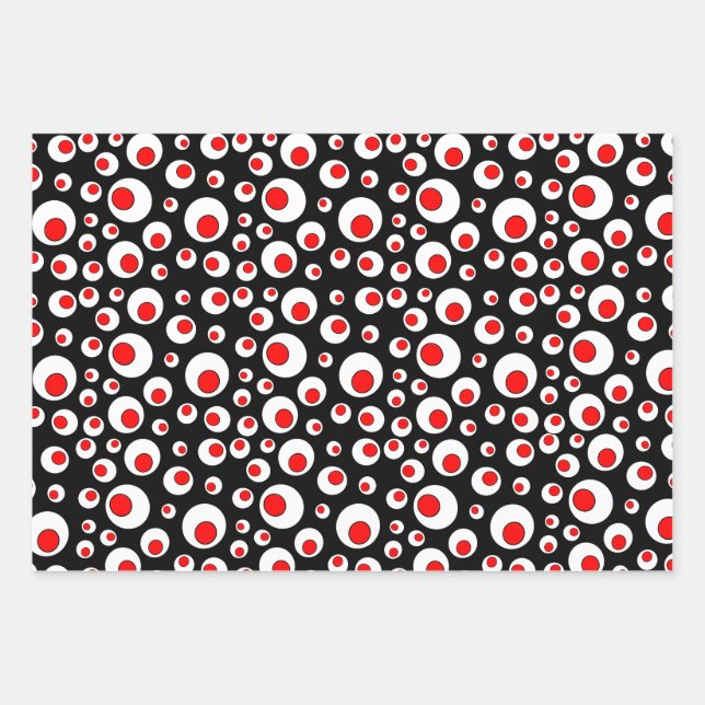 Festive Red Inside White Circles Abstract Design Wrapping Paper Sheets (Front)