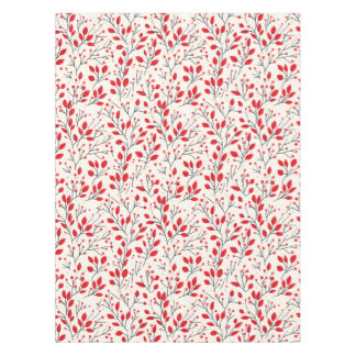 Festive Red Leaf and Berry Pattern Tablecloth
