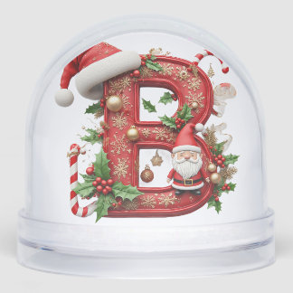 Festive Red Letter B Decor With Santa Snow Globe