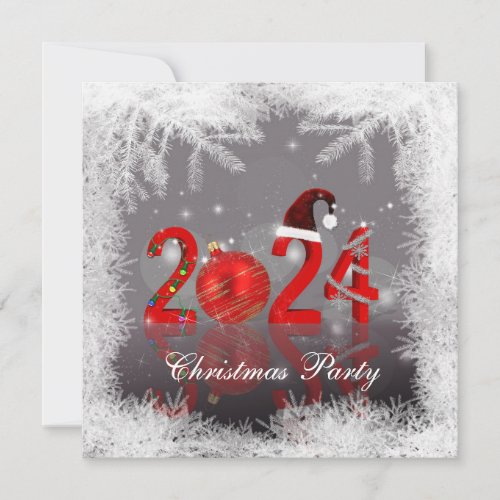 Festive Red Merry Christmas 2024 New Year Invitation