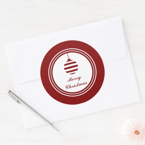 Festive Red Merry Christmas Classic Round Sticker