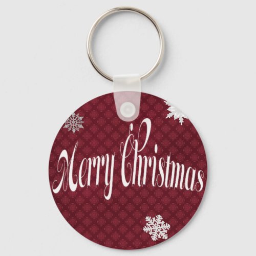 Festive Red Merry Christmas Embellished Decorative Keychain