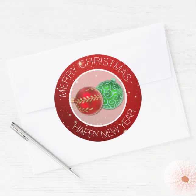 Festive Red Merry Christmas Envelope Seals Zazzle