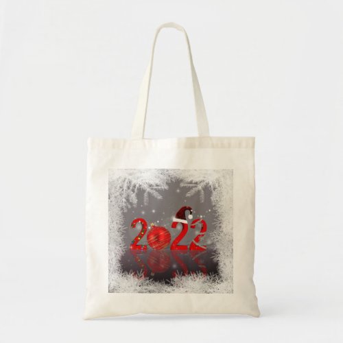 Festive Red Merry Christmas New Year 2022 Tote Bag