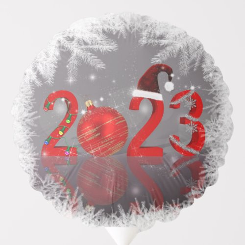 Festive Red Merry Christmas New Year 2023 Balloon