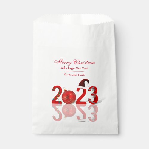Festive Red Merry Christmas New Year 2023 Gift Favor Bag