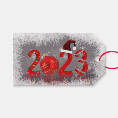 Festive Red Merry Christmas New Year 2023 Gift Tags