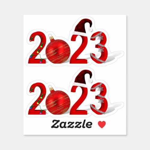 Festive Red Merry Christmas New Year 2023 Sticker