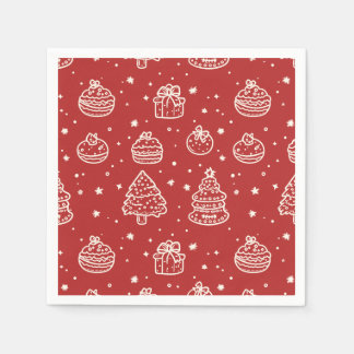 Festive Red Minimal Holiday Christmas Cookie Napkins
