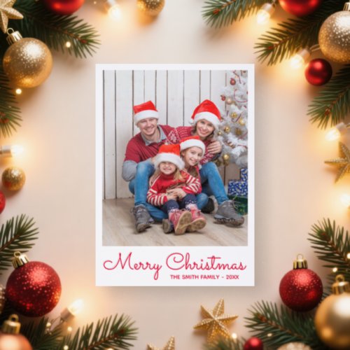 Festive Red Minimalist Letterpress Photo Cards