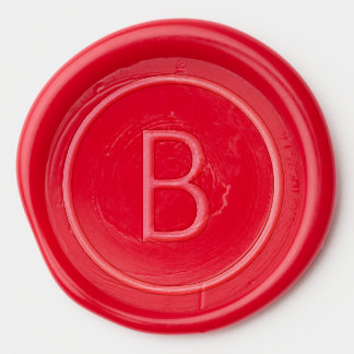 Festive Red Modern Monogram Christmas Envelope Wax Seal Sticker