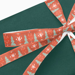 Festive Red Modern Pretty Christmas Gift Ribbon