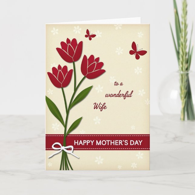 Festive Red Mothers Day Design Card (Front)