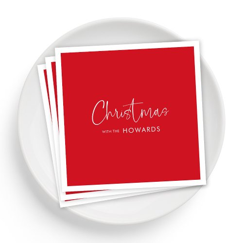 Festive Red Napkins with White Hand Lettering