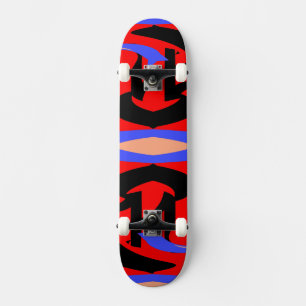 Festive Red Native Indian and Japanese Art Blend Skateboard Deck