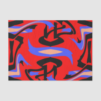 Festive Red Native Indian and Japanese Art Blend Tissue Paper