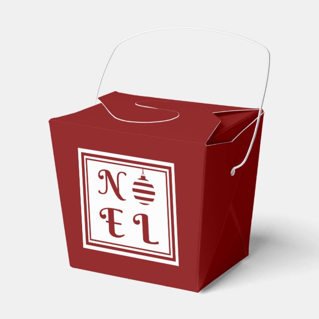 Festive Red Noel Merry Christmas Favor Boxes (Front Side)